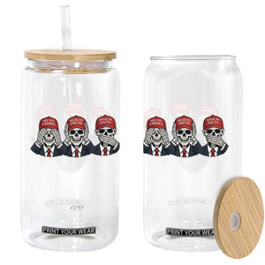 See No Crimes Hear No Truth Speak No Facts Glass Can Skeleton Political Satire Graphic TS12 Print Your Wear