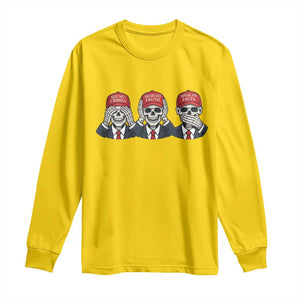 See No Crimes Hear No Truth Speak No Facts Long Sleeve Shirt Skeleton Political Satire Graphic TS12 Daisy Print Your Wear