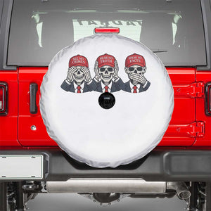See No Crimes Hear No Truth Speak No Facts Spare Tire Cover Skeleton Political Satire Graphic TS12 White Print Your Wear