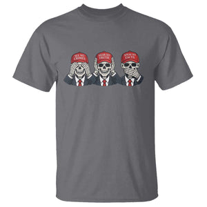 See No Crimes Hear No Truth Speak No Facts T Shirt Skeleton Political Satire Graphic TS12 Charcoal Print Your Wear