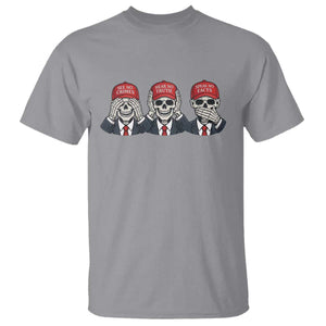 See No Crimes Hear No Truth Speak No Facts T Shirt Skeleton Political Satire Graphic TS12 Sport Gray Print Your Wear