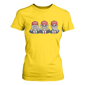 See No Crimes Hear No Truth Speak No Facts T Shirt For Women Skeleton Political Satire Graphic TS12 Daisy Print Your Wear
