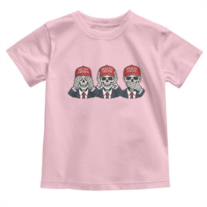 See No Crimes Hear No Truth Speak No Facts Toddler T Shirt Skeleton Political Satire Graphic TS12 Light Pink Print Your Wear