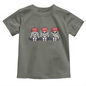 See No Crimes Hear No Truth Speak No Facts Toddler T Shirt Skeleton Political Satire Graphic TS12 Military Green Print Your Wear
