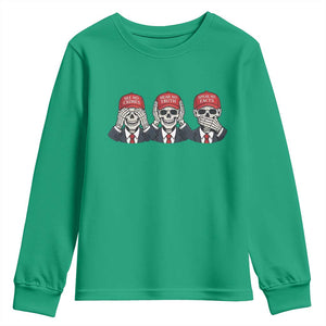 See No Crimes Hear No Truth Speak No Facts Youth Sweatshirt Skeleton Political Satire Graphic TS12 Irish Green Print Your Wear