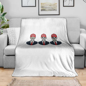 Skeleton See No Crimes Hear No Truth Throw Blanket Funny Political Satire TS12 Print Your Wear