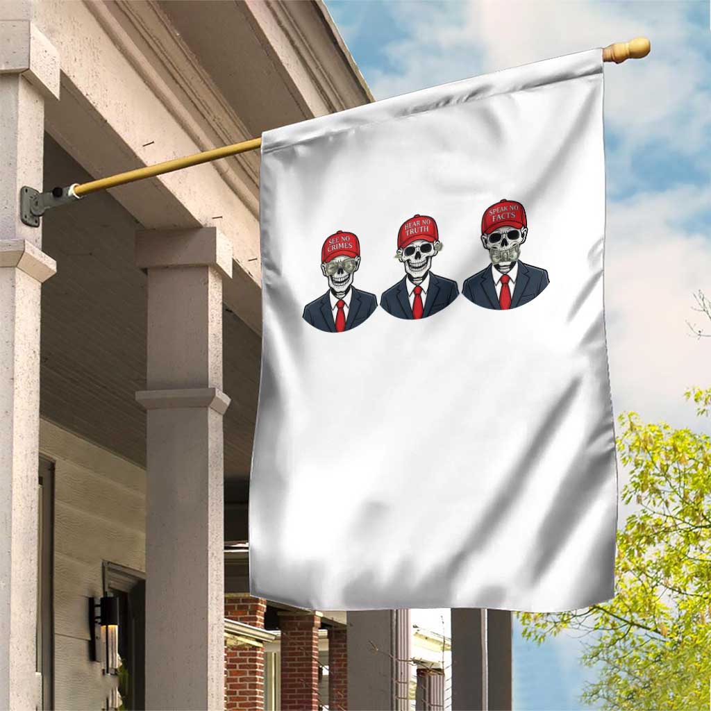 Skeleton See No Crimes Hear No Truth Garden Flag Funny Political Satire TS12 Print Your Wear