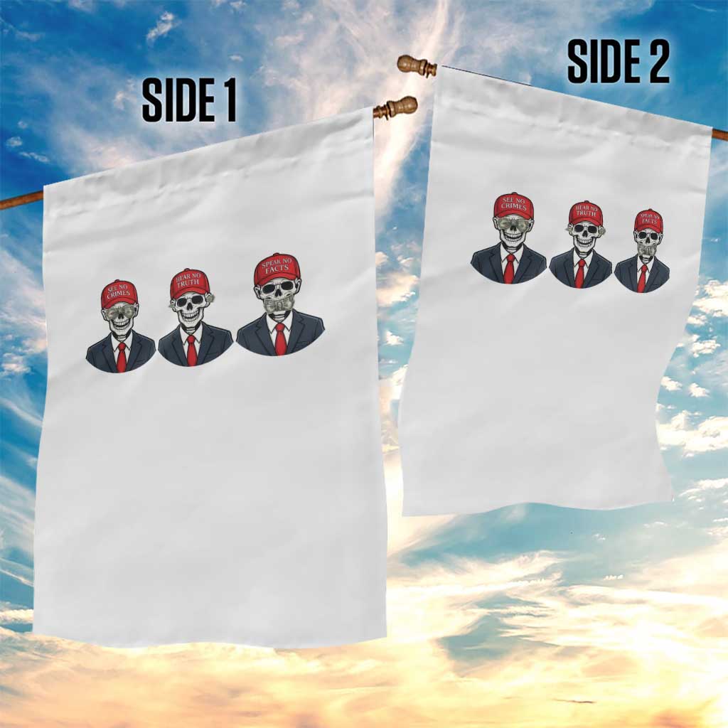 Skeleton See No Crimes Hear No Truth Garden Flag Funny Political Satire TS12 Print Your Wear
