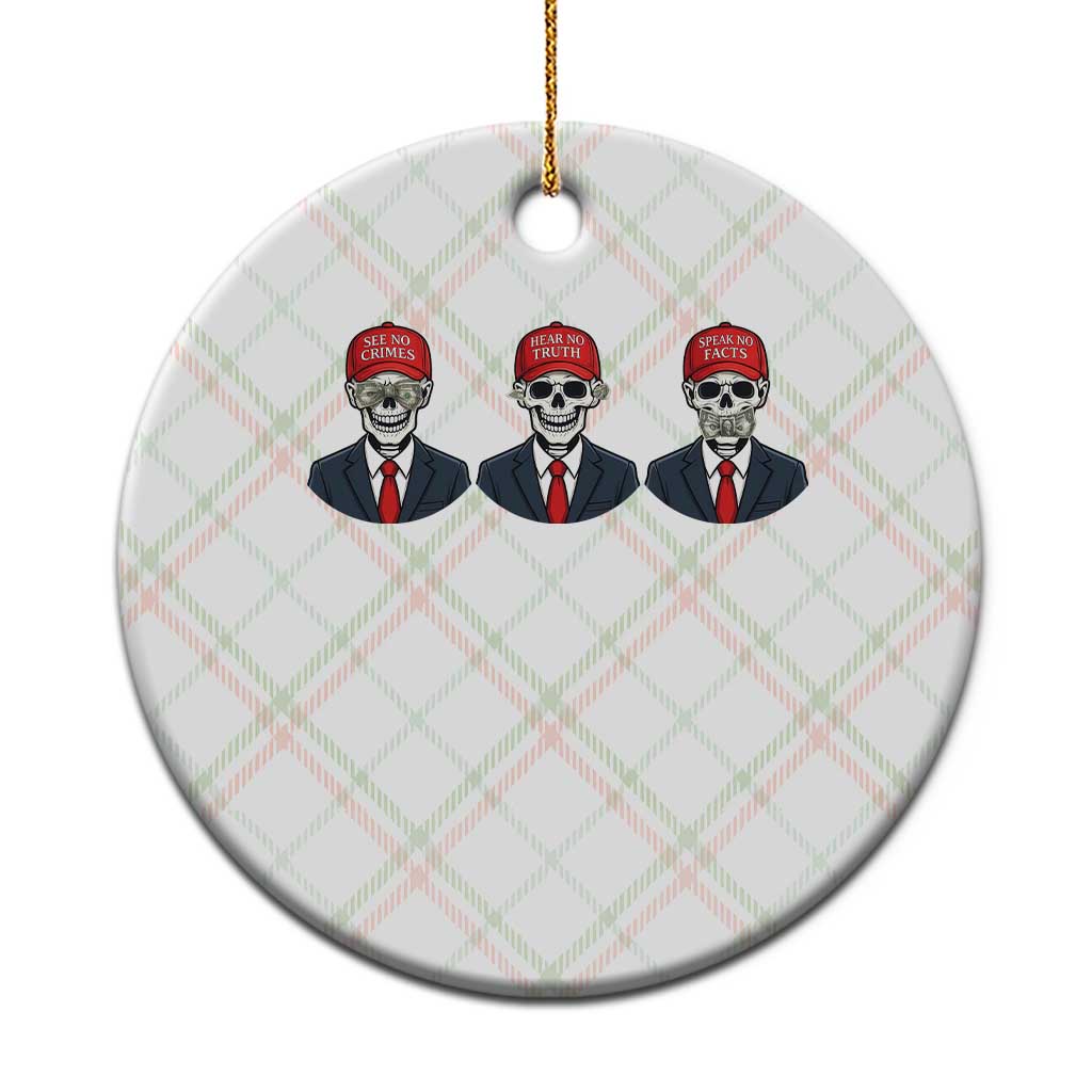 Skeleton See No Crimes Hear No Truth Ceramic Ornament Funny Political Satire TS12 1pc Christmas Plaid Print Your Wear