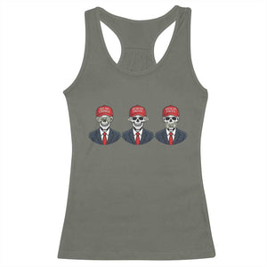 Skeleton See No Crimes Hear No Truth Racerback Tank Top Funny Political Satire TS12 Military Green Print Your Wear