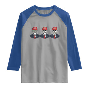 Skeleton See No Crimes Hear No Truth Raglan Shirt Funny Political Satire TS12 Sport Gray Royal Print Your Wear