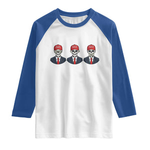 Skeleton See No Crimes Hear No Truth Raglan Shirt Funny Political Satire TS12 White Royal Print Your Wear