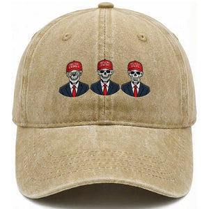 Skeleton See No Crimes Hear No Truth Washed Cotton Baseball Cap Funny Political Satire TS12 Print Your Wear
