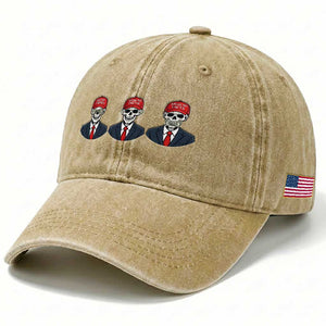 Skeleton See No Crimes Hear No Truth Washed Cotton Baseball Cap Funny Political Satire TS12 Print Your Wear