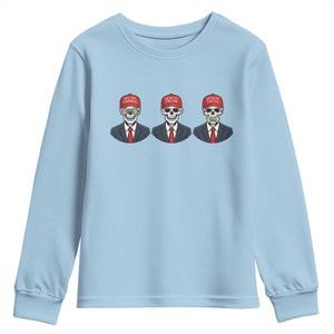 Skeleton See No Crimes Hear No Truth Youth Sweatshirt Funny Political Satire TS12 Light Blue Print Your Wear