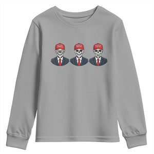 Skeleton See No Crimes Hear No Truth Youth Sweatshirt Funny Political Satire TS12 Sport Gray Print Your Wear