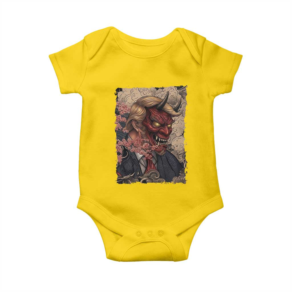 American Leader Oni Mask Japanese Ukiyoe Baby Onesie Political Parody Graphic TS12 Daisy Print Your Wear
