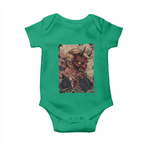 American Leader Oni Mask Japanese Ukiyoe Baby Onesie Political Parody Graphic TS12 Irish Green Print Your Wear