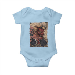 American Leader Oni Mask Japanese Ukiyoe Baby Onesie Political Parody Graphic TS12 Light Blue Print Your Wear