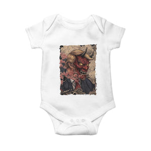 American Leader Oni Mask Japanese Ukiyoe Baby Onesie Political Parody Graphic TS12 White Print Your Wear