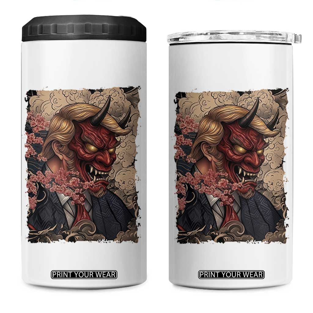 American Leader Oni Mask Japanese Ukiyoe 4 in 1 Can Cooler Tumbler Political Parody Graphic TS12 One Size: 16 oz White Print Your Wear