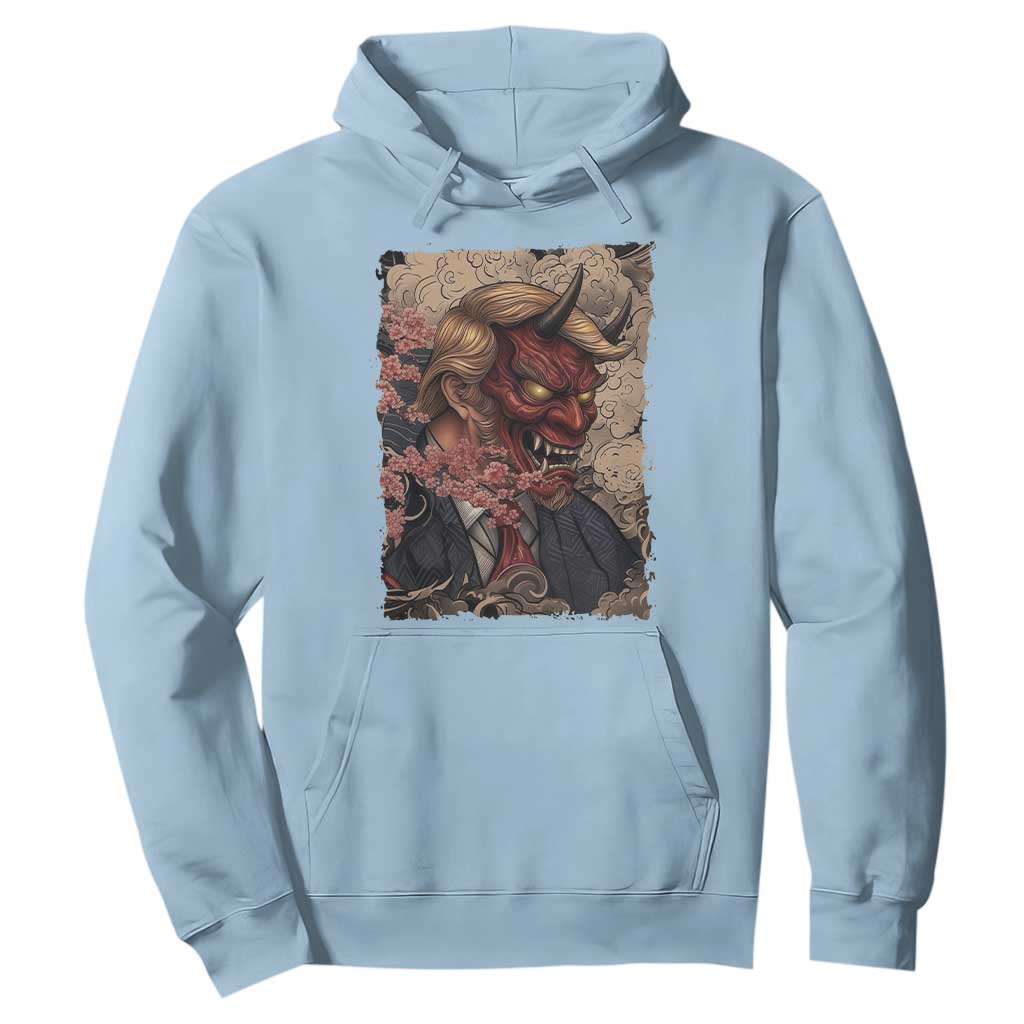 American Leader Oni Mask Japanese Ukiyoe Hoodie Political Parody Graphic TS12 Light Blue Print Your Wear