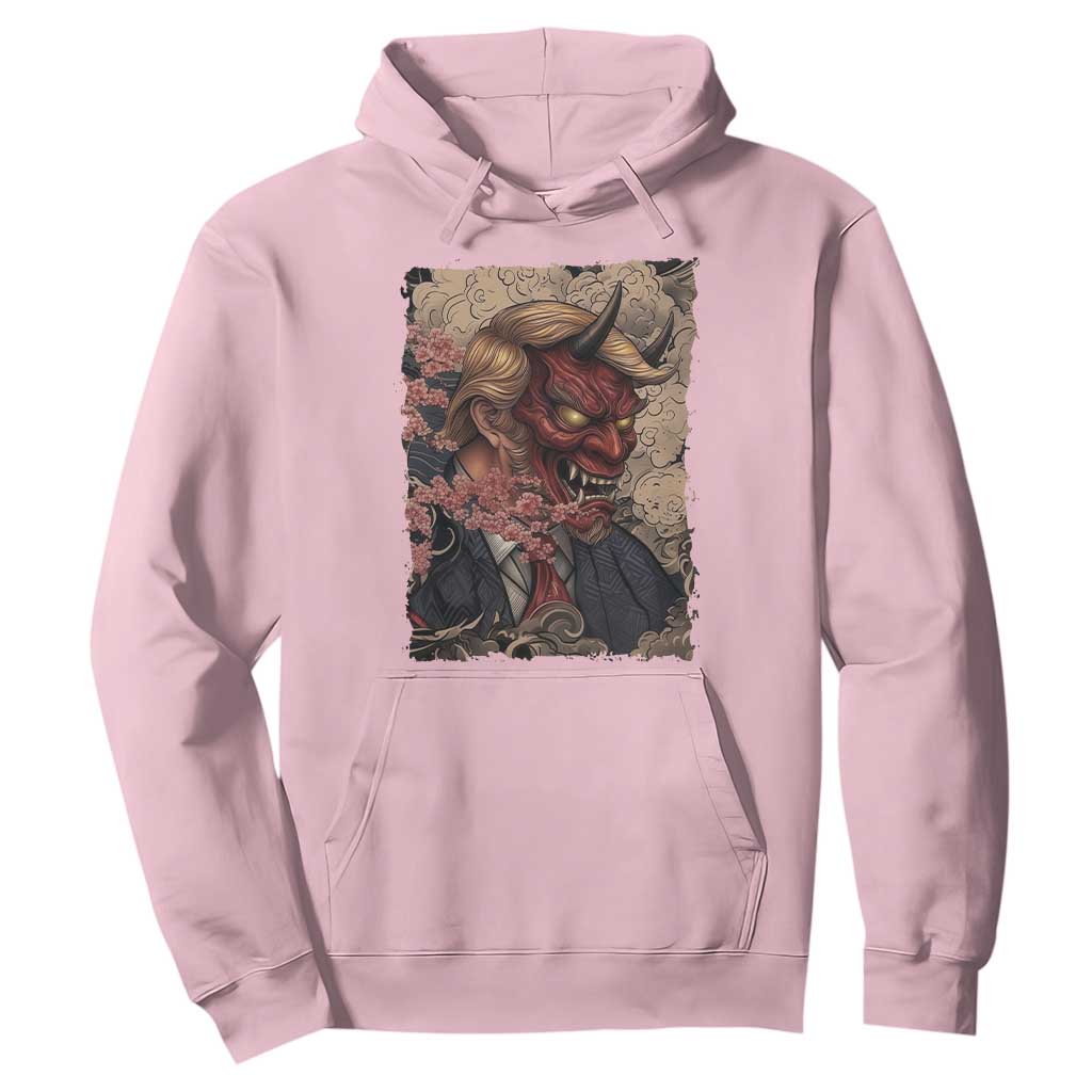American Leader Oni Mask Japanese Ukiyoe Hoodie Political Parody Graphic TS12 Light Pink Print Your Wear