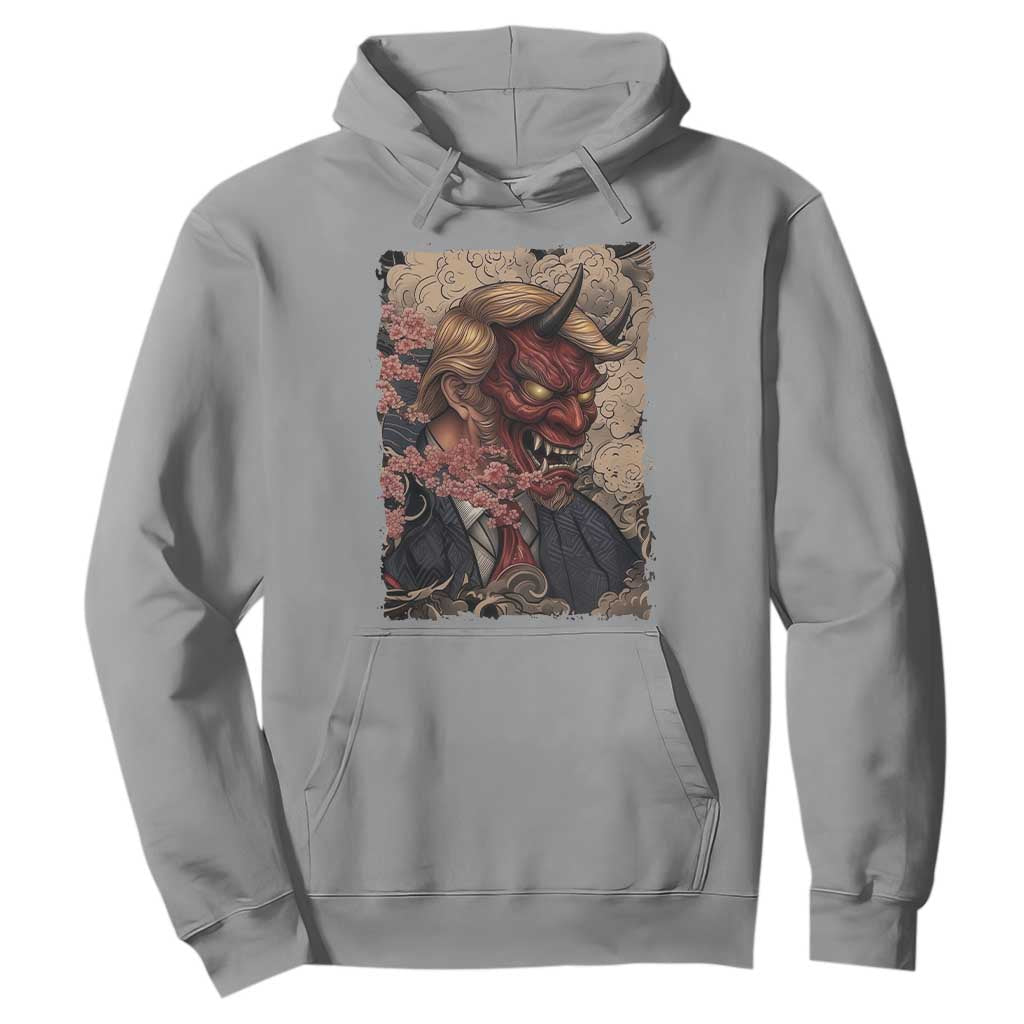 American Leader Oni Mask Japanese Ukiyoe Hoodie Political Parody Graphic TS12 Sport Gray Print Your Wear