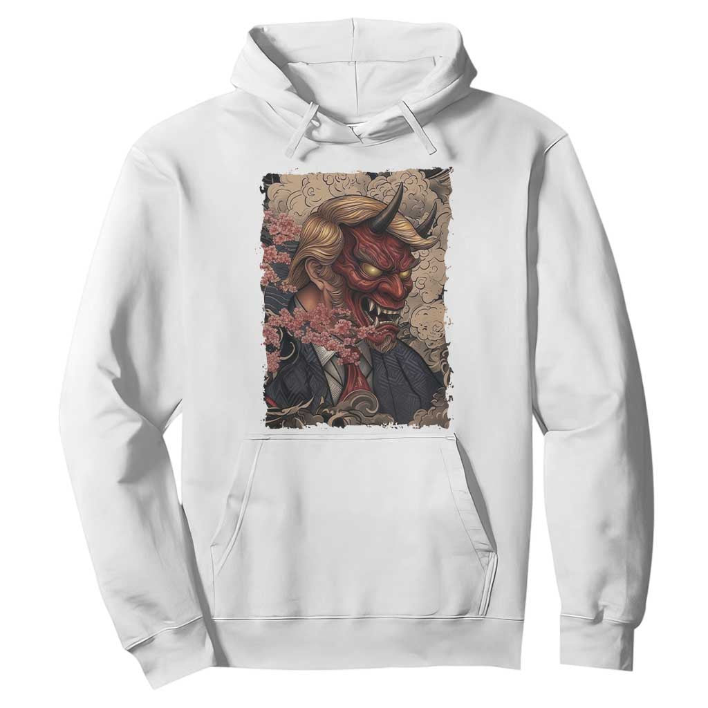 American Leader Oni Mask Japanese Ukiyoe Hoodie Political Parody Graphic TS12 White Print Your Wear