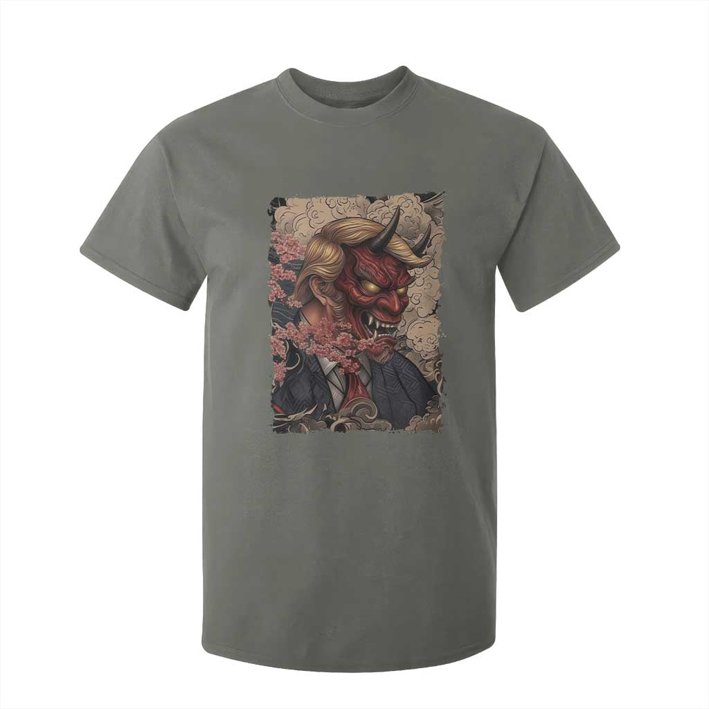 American Leader Oni Mask Japanese Ukiyoe T Shirt For Kid Political Parody Graphic TS12 Military Green Print Your Wear