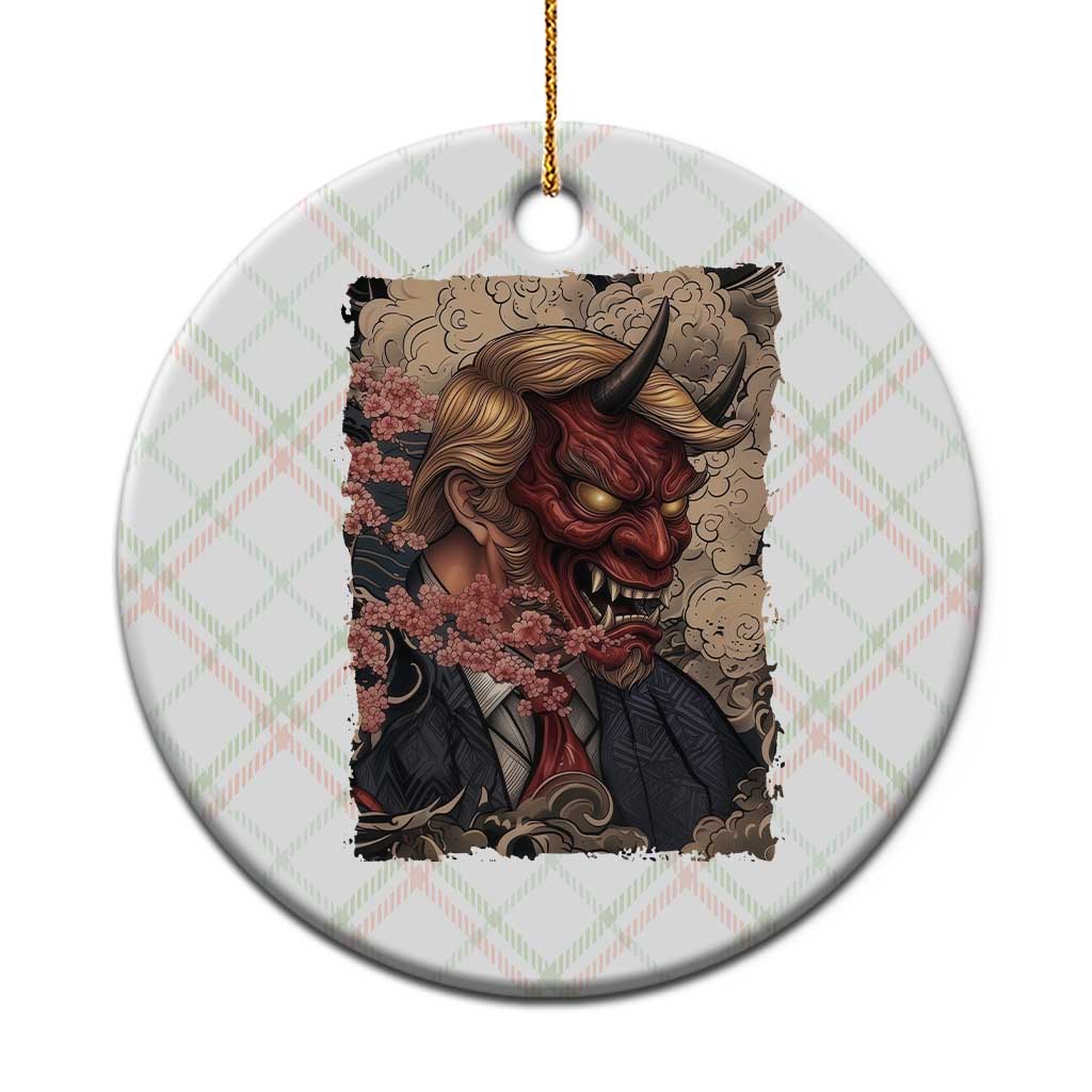 American Leader Oni Mask Japanese Ukiyoe Ceramic Ornament Political Parody Graphic TS12 1pc Christmas Plaid Print Your Wear