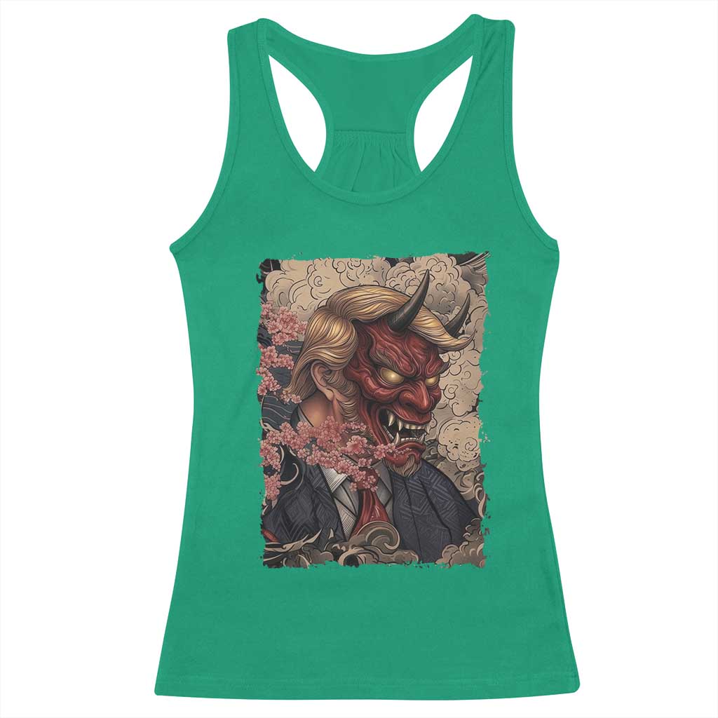 American Leader Oni Mask Japanese Ukiyoe Racerback Tank Top Political Parody Graphic TS12 Irish Green Print Your Wear