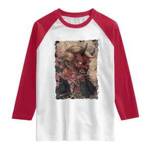 American Leader Oni Mask Japanese Ukiyoe Raglan Shirt Political Parody Graphic TS12 White Red Print Your Wear