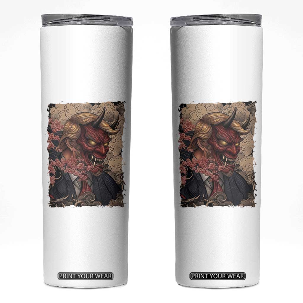 American Leader Oni Mask Japanese Ukiyoe Skinny Tumbler Political Parody Graphic TS12 White Print Your Wear