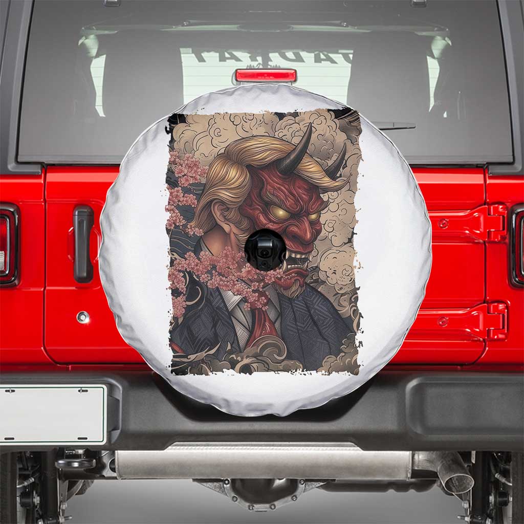 American Leader Oni Mask Japanese Ukiyoe Spare Tire Cover Political Parody Graphic TS12 White Print Your Wear
