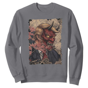 American Leader Oni Mask Japanese Ukiyoe Sweatshirt Political Parody Graphic TS12 Charcoal Print Your Wear