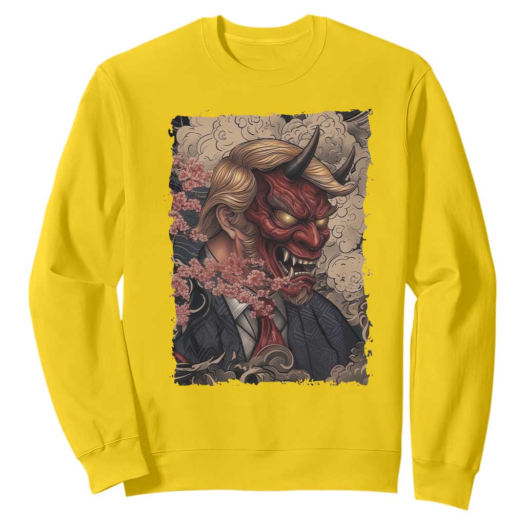 American Leader Oni Mask Japanese Ukiyoe Sweatshirt Political Parody Graphic TS12 Daisy Print Your Wear