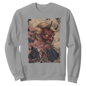 American Leader Oni Mask Japanese Ukiyoe Sweatshirt Political Parody Graphic TS12 Sport Gray Print Your Wear