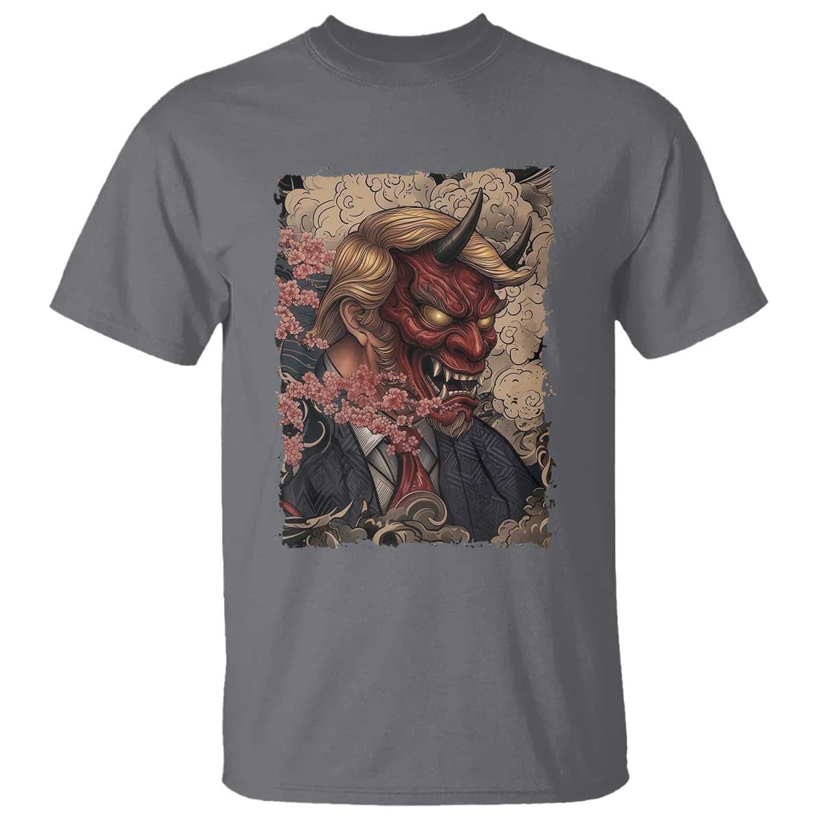 American Leader Oni Mask Japanese Ukiyoe T Shirt Political Parody Graphic TS12 Charcoal Print Your Wear