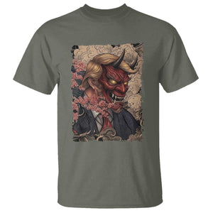 American Leader Oni Mask Japanese Ukiyoe T Shirt Political Parody Graphic TS12 Military Green Print Your Wear