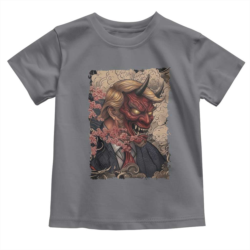 American Leader Oni Mask Japanese Ukiyoe Toddler T Shirt Political Parody Graphic TS12 Charcoal Print Your Wear