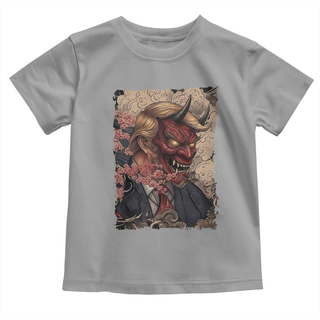 American Leader Oni Mask Japanese Ukiyoe Toddler T Shirt Political Parody Graphic TS12 Sport Gray Print Your Wear