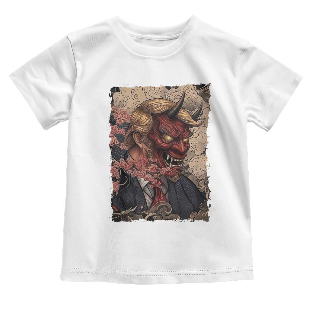 American Leader Oni Mask Japanese Ukiyoe Toddler T Shirt Political Parody Graphic TS12 White Print Your Wear