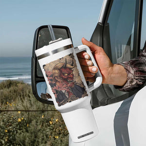 American Leader Oni Mask Japanese Ukiyoe Tumbler With Handle Political Parody Graphic TS12 Print Your Wear