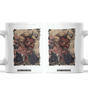 American Leader Oni Mask Japanese Ukiyoe Coffee Mug Political Parody Graphic TS12 White Print Your Wear