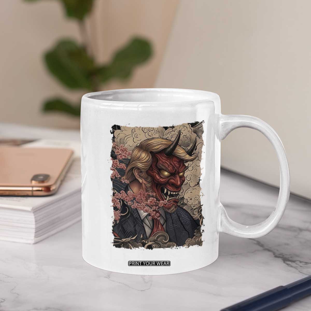 American Leader Oni Mask Japanese Ukiyoe Coffee Mug Political Parody Graphic TS12 Print Your Wear