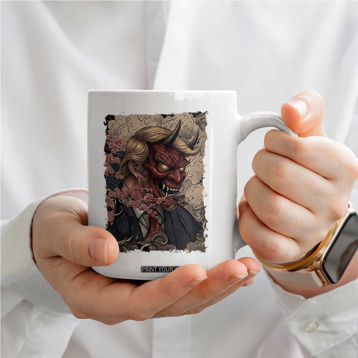 American Leader Oni Mask Japanese Ukiyoe Coffee Mug Political Parody Graphic TS12 Print Your Wear