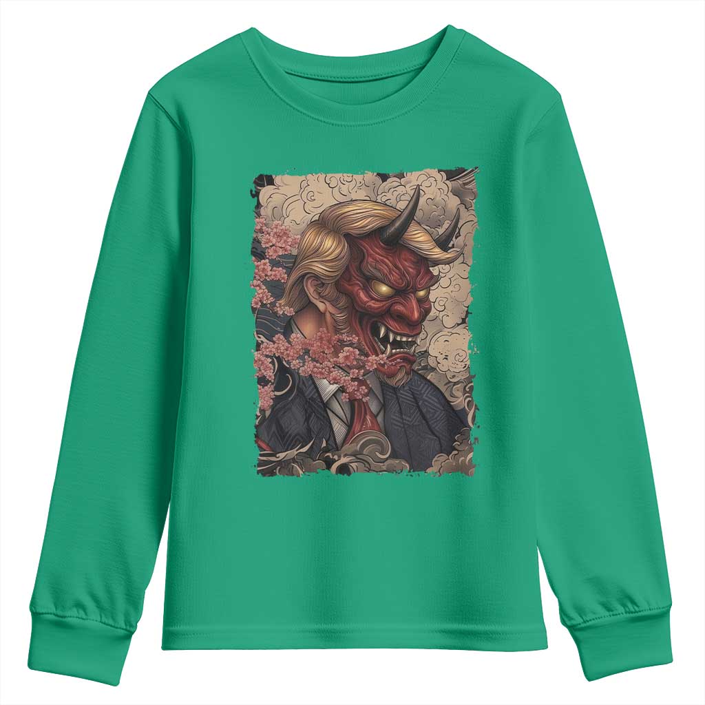 American Leader Oni Mask Japanese Ukiyoe Youth Sweatshirt Political Parody Graphic TS12 Irish Green Print Your Wear