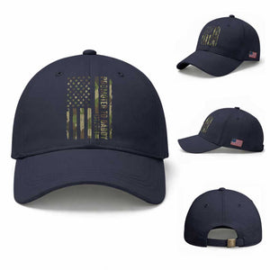 Camouflage Patriotic Dad 2026 Baseball Cap USA Flag New Father Announcement TS12 Baseball Cap Universal Fit Navy Print Your Wear