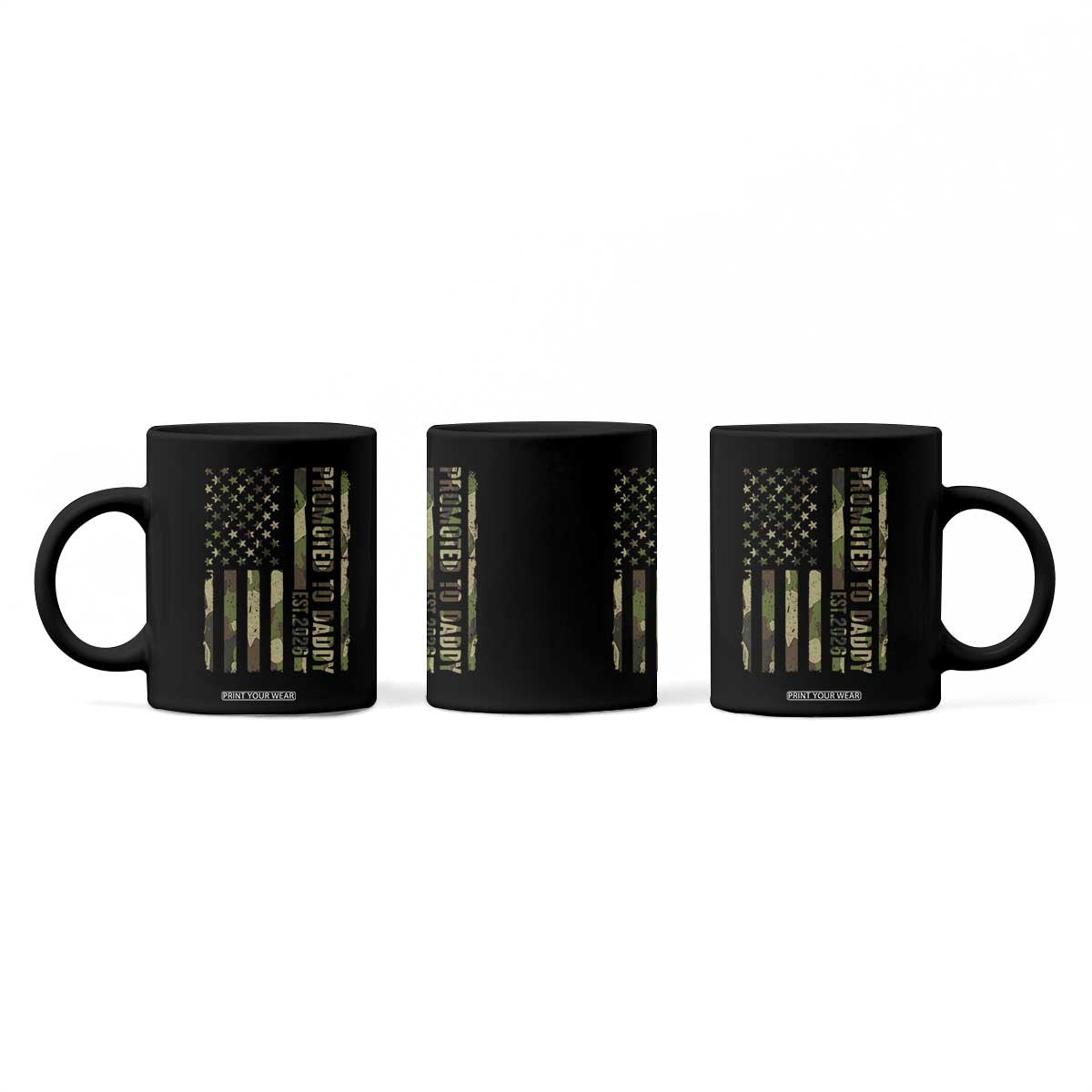 Camouflage Patriotic Dad 2026 Coffee Mug USA Flag New Father Announcement TS12 Print Your Wear